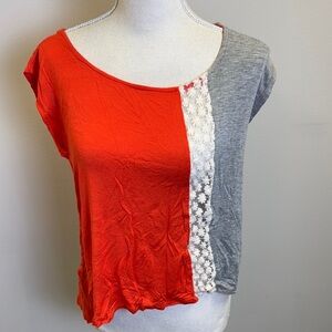 B-Jewel Size S Colorblock Red and Gray Women's Top